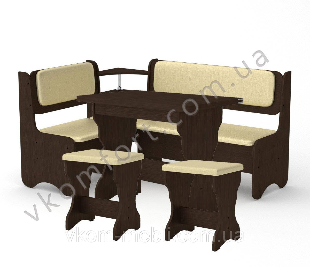 Кухонний куточок Софія комплект (СТІЛ КС-3 РОЗКЛАДНИЙ+диван+2 табурета Т1), фото 1