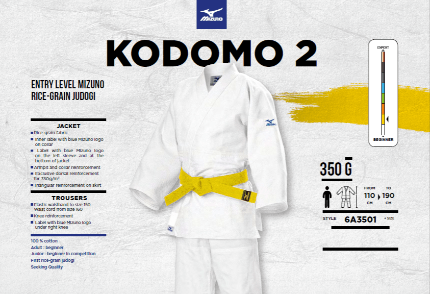 Дитяче кімоно Mizuno Komdo 2 біле 6A3501-01 / 22GG9A3501