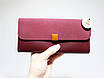 Жіночий класичний гаманець бордового кольору на кнопці, фото 5
