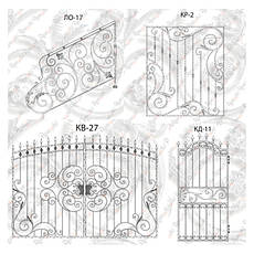 Комплекти конструкцій: брами, хвіртки, огорожі, решітки, навіси і козирки