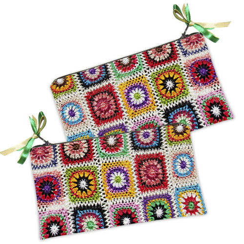 Жіноча косметичка з принтом на блискавці Разноцветная вязанка 20х12 см, фото 1