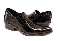 Чоловічі туфлі козаки лакові шкіряні чорні B0025 40