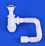 Сифон для умивальника 1 1/2"*40 з литим випуском, з гнучкою трубою 40*50