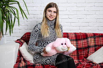 Плюшева подушка Зайка-трансформер 42 см Рожевий М'яка іграшка-подушка Красива іграшка Декоративна подушка