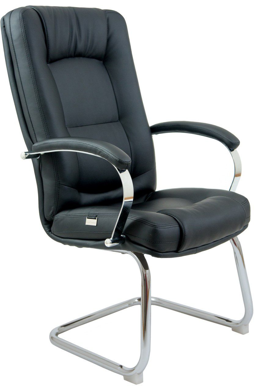 Офісне крісло Richman Альберто-CF чернjt на полозах-Хром, для персоналу