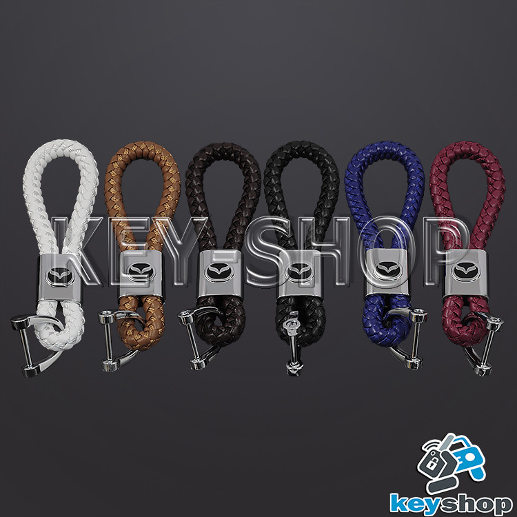 Брелок для авто ключей MAZDA (Мазда) кожаный плетеный (синий) - фото 3 - id-p701409965