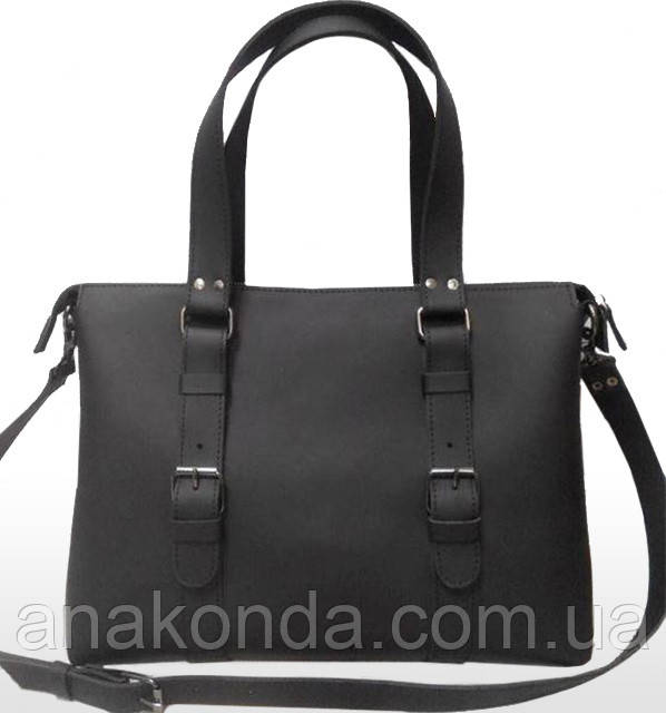 32-1 Натуральна шкіра, Сумка чоловіча/жіноча/унісекс/для ноутбука, чорна ультраматова.