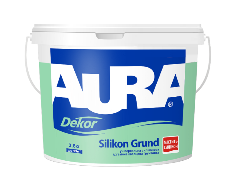 Грунт с кварцевым песком AURA DEKOR SILIKON GRUND адгезионный 2,5л - фото 2 - id-p549699552