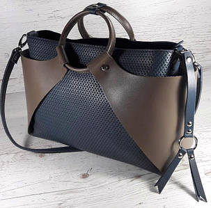 10 Натуральна шкіра Сумка жіноча шкіряна синя формат А4 Сумка жіноча з натуральної шкіри кавова