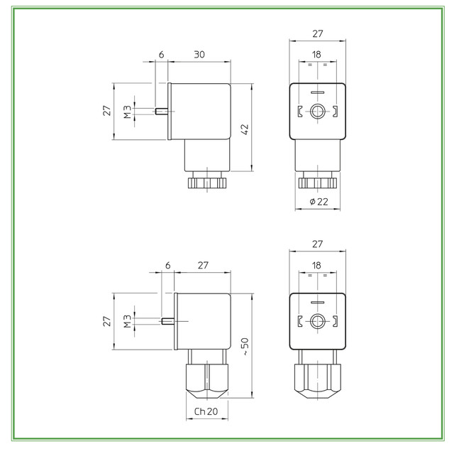 Разъём (коннектор, штекер) P990305 для электромагнитной катушки