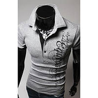 Спортивная мужская элегантная футболка c воротником-поло серый, XXL