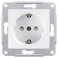 Розетка SDN3000121 одинарна з заземленням і зах. шторками біла Sedna Schneider, 4532