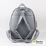 Рюкзак з екошкіри жіночий стьобаний з пензликами (сірий), фото 6