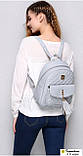 Рюкзак з екошкіри жіночий стьобаний з пензликами (сірий), фото 2