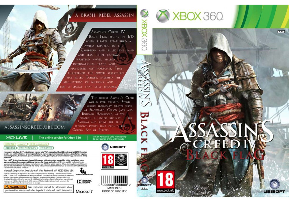 Гра для ігрової консолі Xbox 360, Assassin's Creed IV: Black Flag (2 диски, +мультиплеєр, LT 3.0, LT 2.0)