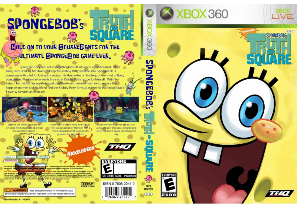 Гра для ігрової консолі Xbox 360, SpongeBob's Truth or Square (LT 3.0, LT 2.0)