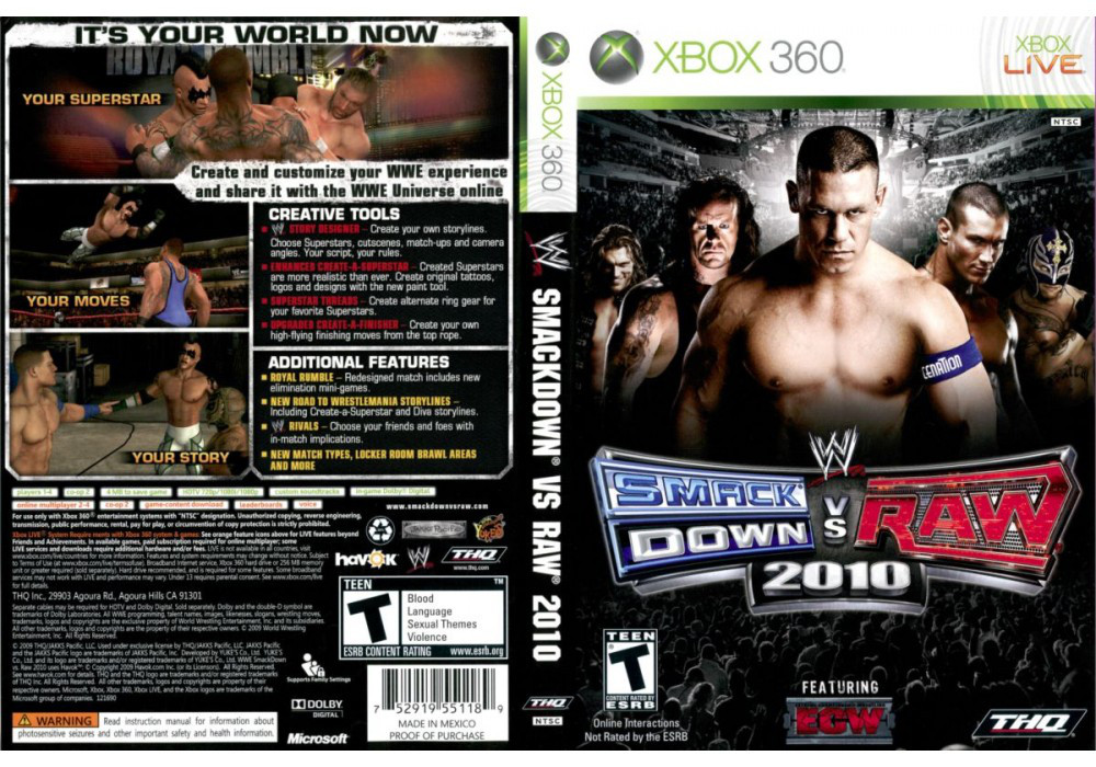 Гра для ігрової консолі Xbox 360, WWE SmackDown vs. RAW 2010 (LT 3.0, LT 2.0)