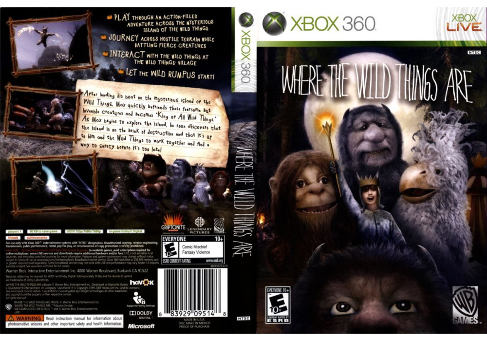 Гра для ігрової консолі Xbox 360, Where the Wild Things Are (LT 3.0, LT 2.0)