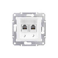 Розетка SDN4201121 телефонна подвійна RJ11 біла Sedna Schneider