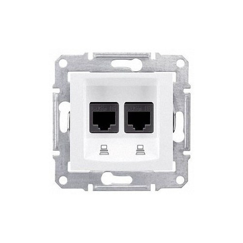 Розетка SDN4400121 комп'ютерна подвійна UTP кат. 5е біла Sedna Schneider, фото 1