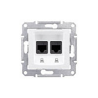 Розетка SDN4400121 комп'ютерна подвійна UTP кат. 5е біла Sedna Schneider