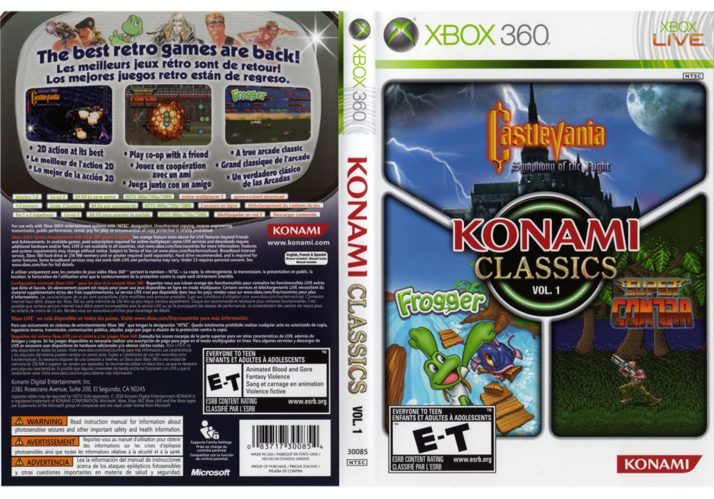 Гра для ігрової консолі Xbox 360, Konami Classics Volume 1 (LT 3.0, LT 2.0)