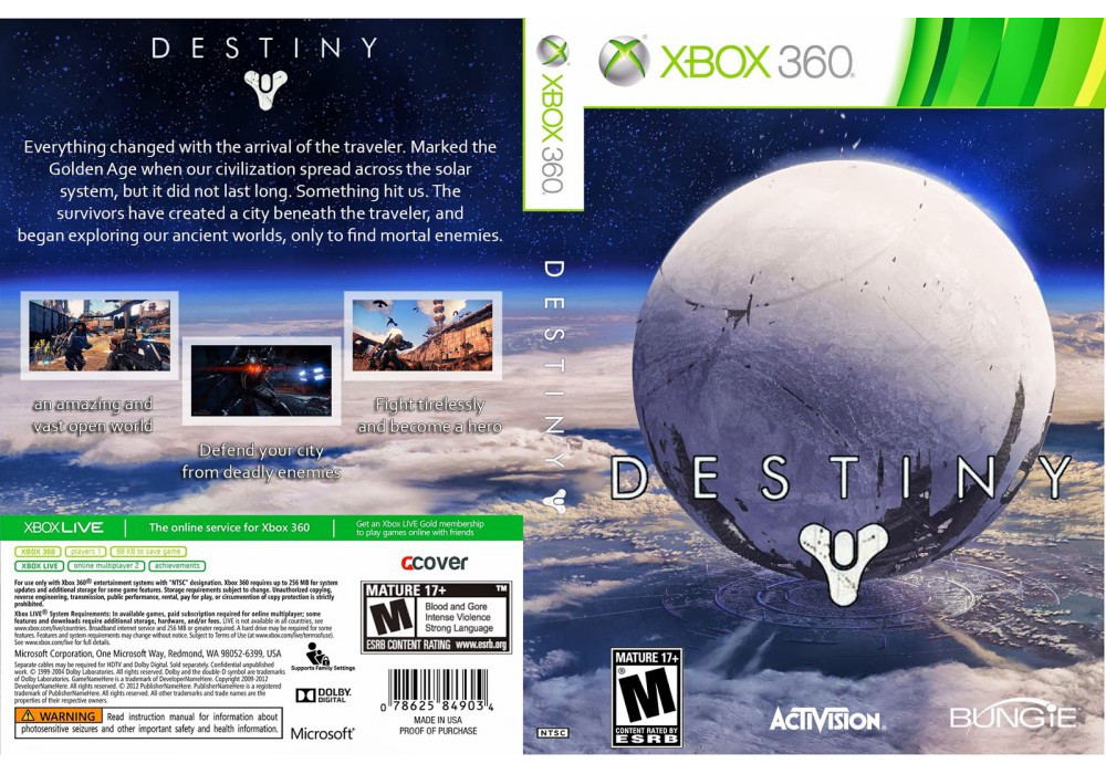 Гра для ігрової консолі Xbox 360, Destiny (тільки для Xbox Live, LT 3.0, LT 2.0)