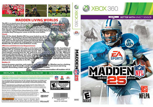 Гра для ігрової консолі Xbox 360, Madden NFL 25 (LT 3.0, LT 2.0), фото 1