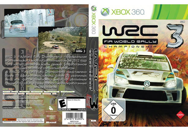 Гра для ігрової консолі Xbox 360, WRC 3 FIA World Rally Championship (LT 3.0, LT 2.0), фото 1