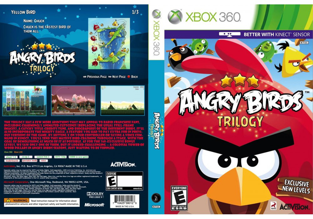 Гра для ігрової консолі Xbox 360, Angry Birds: Trilogy (цікавіше з Kinect, LT 3.0, LT 2.0)