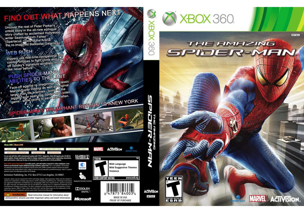 Гра для ігрової консолі Xbox 360, The Amazing Spider-Man (LT 3.0, LT 2.0) - фото 1 - id-p701875369