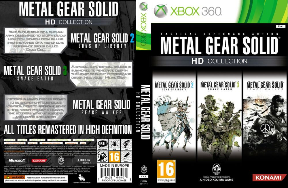 Гра для ігрової консолі Xbox 360, Metal Gear Solid HD Collection (2 диски, LT 3.0, LT 2.0)