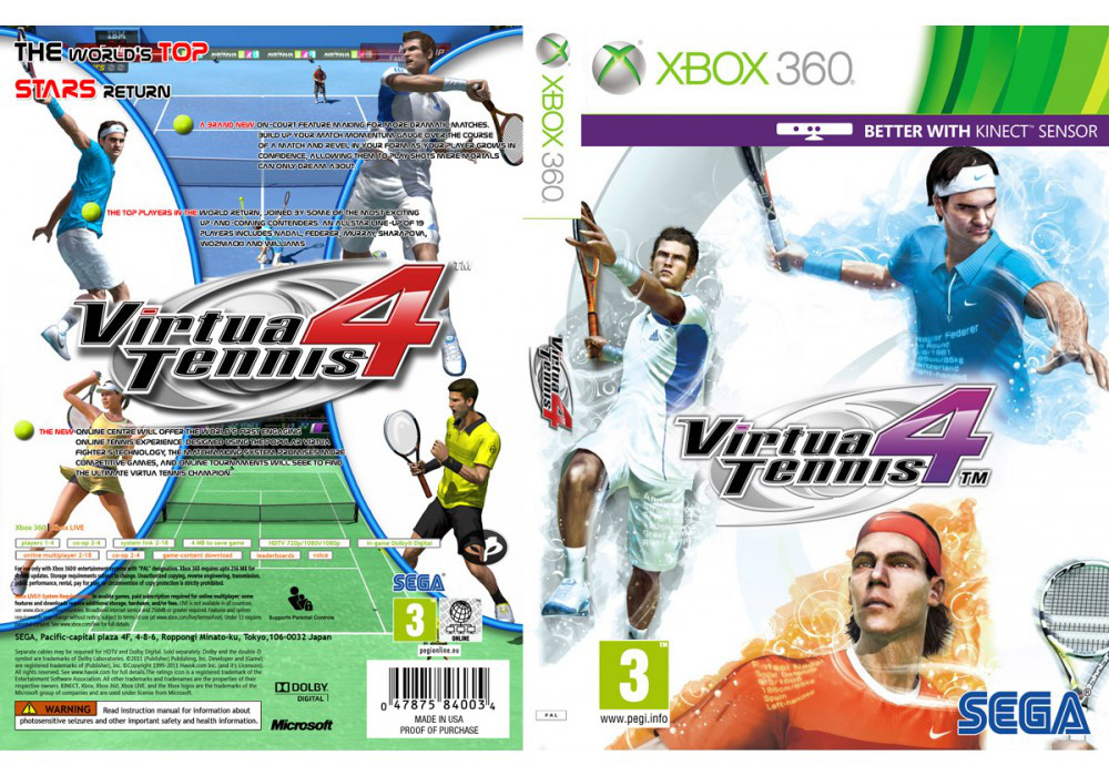 Гра для ігрової консолі Xbox 360, Virtua Tennis 4 (інтересніше з Kinect, LT 3.0, LT 2.0)