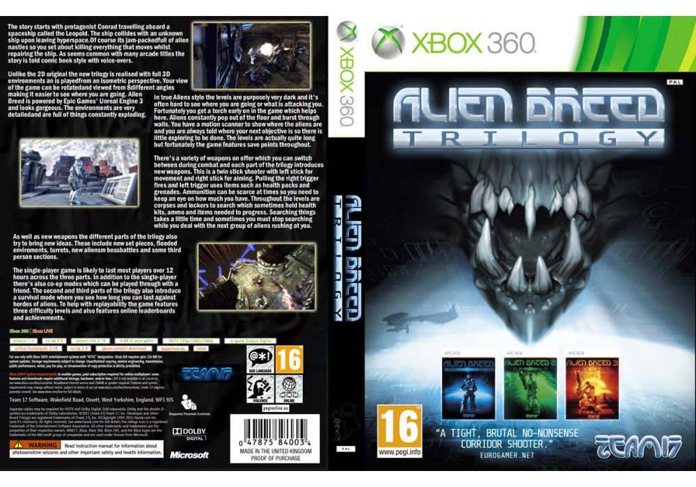 Гра для ігрової консолі Xbox 360, Alien Breed Trilogy (LT 3.0, LT 2.0)