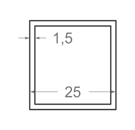 Труба алюмінієва квадратна 25х25х1,5, без покриття, L = 6000 мм, фото 2