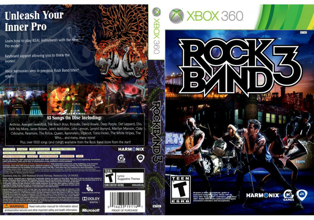 Гра для ігрової консолі Xbox 360, Rock Band 3 (LT 3.0, LT 2.0)