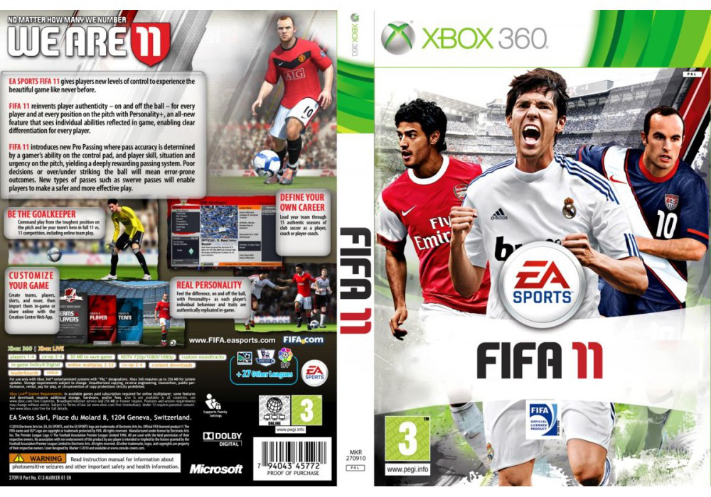 Игра Для Игровой Консоли Xbox 360, FIFA 11 (LT 3.0, LT 2.0) (ID.
