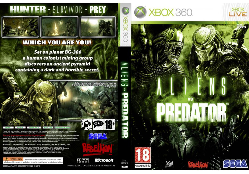 Гра для ігрової консолі Xbox 360, Aliens vs. Predator (LT 3.0, LT 2.0)