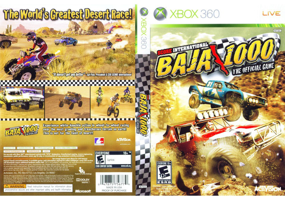 Гра для ігрової консолі Xbox 360, SCORE International Baja 1000 (LT 3.0, LT 2.0)
