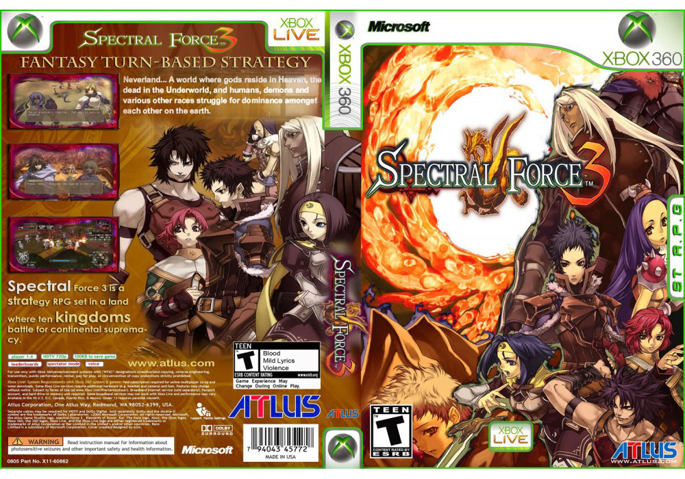 Гра для ігрової консолі Xbox 360, Spectral Force 3 (LT 3.0, LT 2.0)