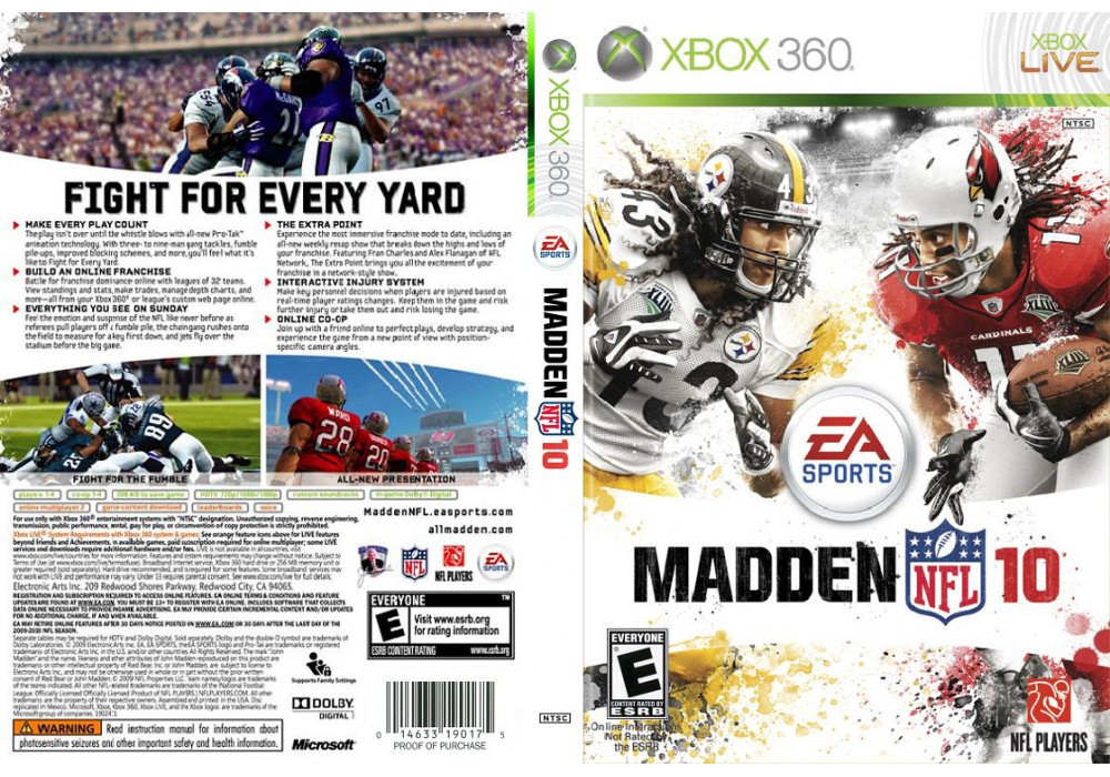 Гра для ігрової консолі Xbox 360, Madden NFL 10 (LT 3.0, LT 2.0)