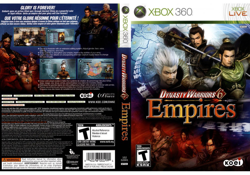 Гра для ігрової консолі Xbox 360, Dynasty Warriors 6 Empires (LT 3.0, LT 2.0)