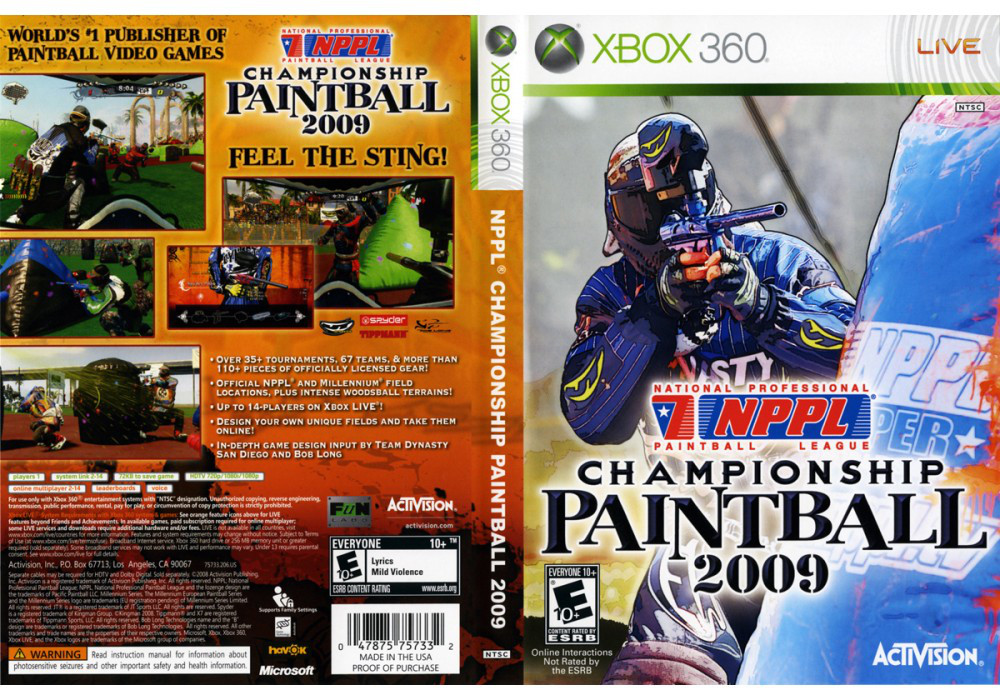 Гра для ігрової консолі Xbox 360, NPPL Championship Paintball 2009 (LT 3.0, LT 2.0)