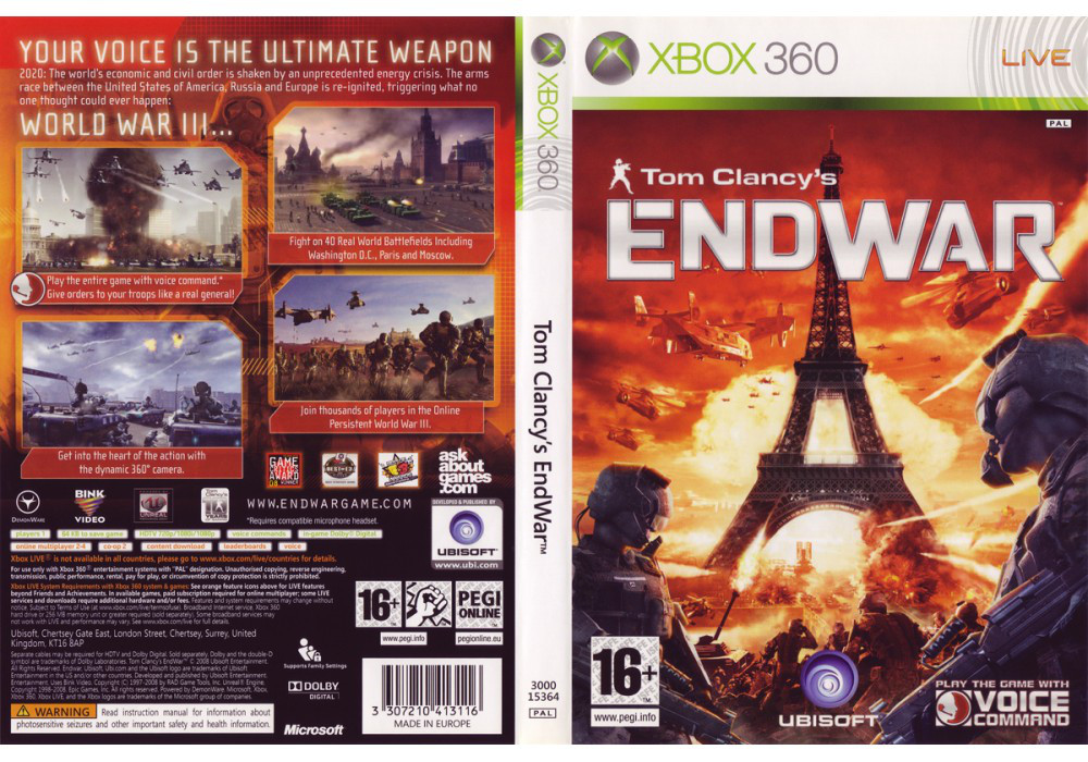 Гра для ігрової консолі Xbox 360, Tom Clancy's End War (LT 3.0, LT 2.0)