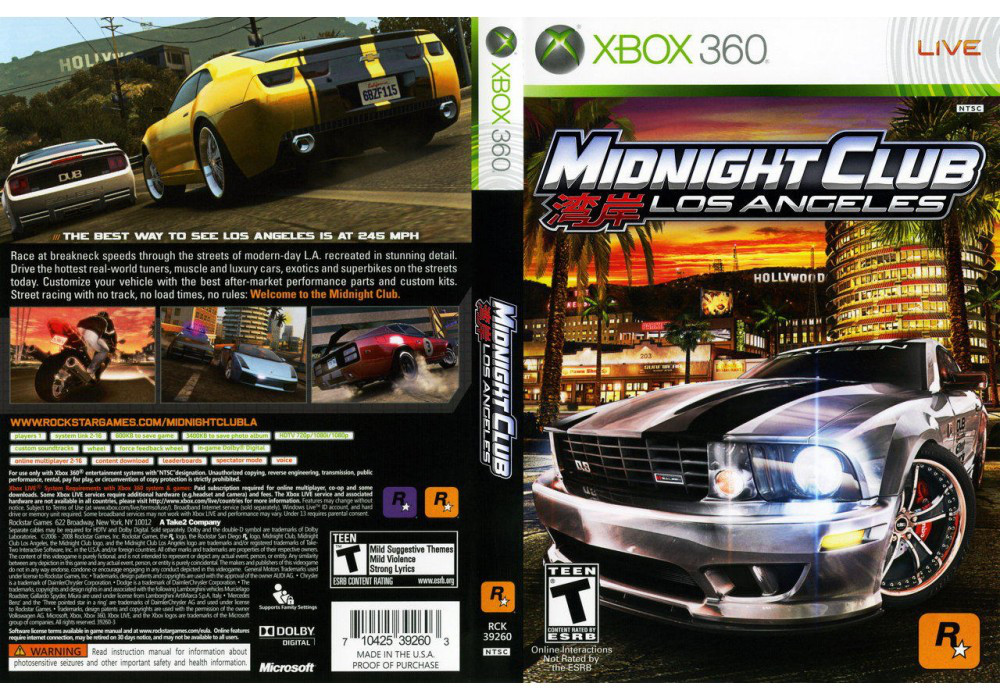 Гра для ігрової консолі Xbox 360, Midnight Club Los Angeles (LT 3.0, LT 2.0)