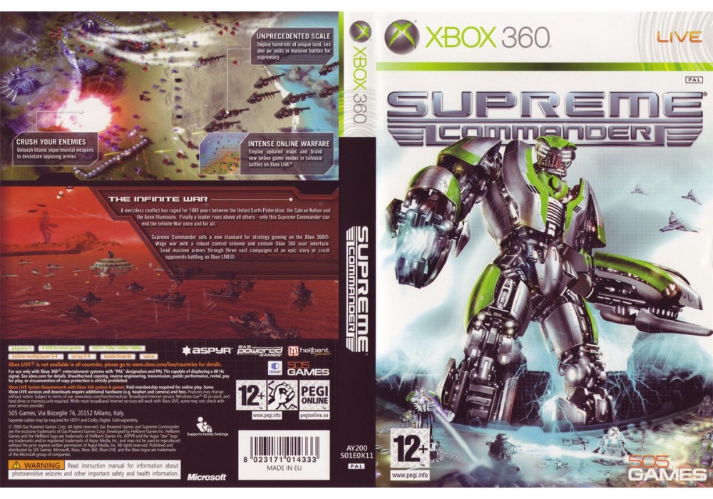 Гра для ігрової консолі Xbox 360, Supreme Commander (LT 3.0, LT 2.0) - фото 1 - id-p701876126
