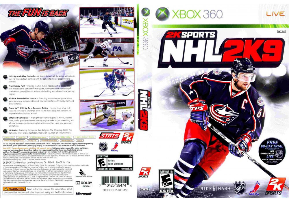 Гра для ігрової консолі Xbox 360, NHL 2K9 (LT 3.0, LT 2.0)