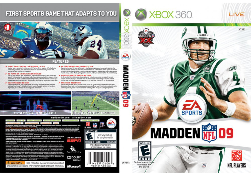 Гра для ігрової консолі Xbox 360, Madden NFL 09 (LT 3.0, LT 2.0) - фото 1 - id-p701876142