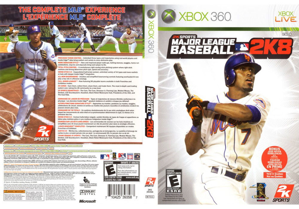 Гра для ігрової консолі Xbox 360, Major League Baseball 2K8 (LT 3.0, LT 2.0)