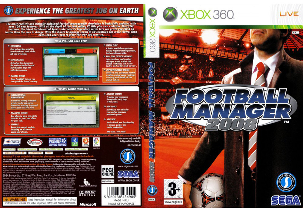 Гра для ігрової консолі Xbox 360, Football Manager 2008 (LT 3.0, LT 2.0)